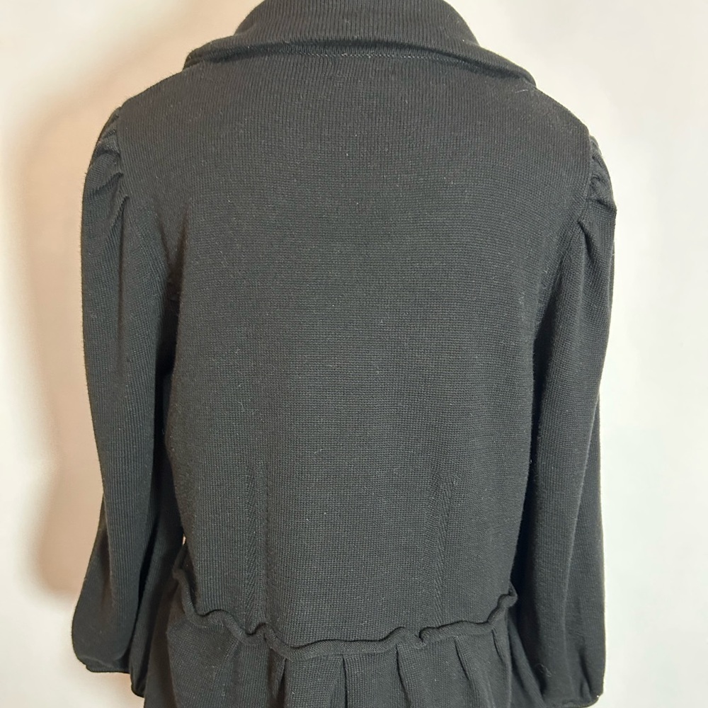 Madison Black Peplum Cardigan with Embroidered Collar - Picture 7 of 8